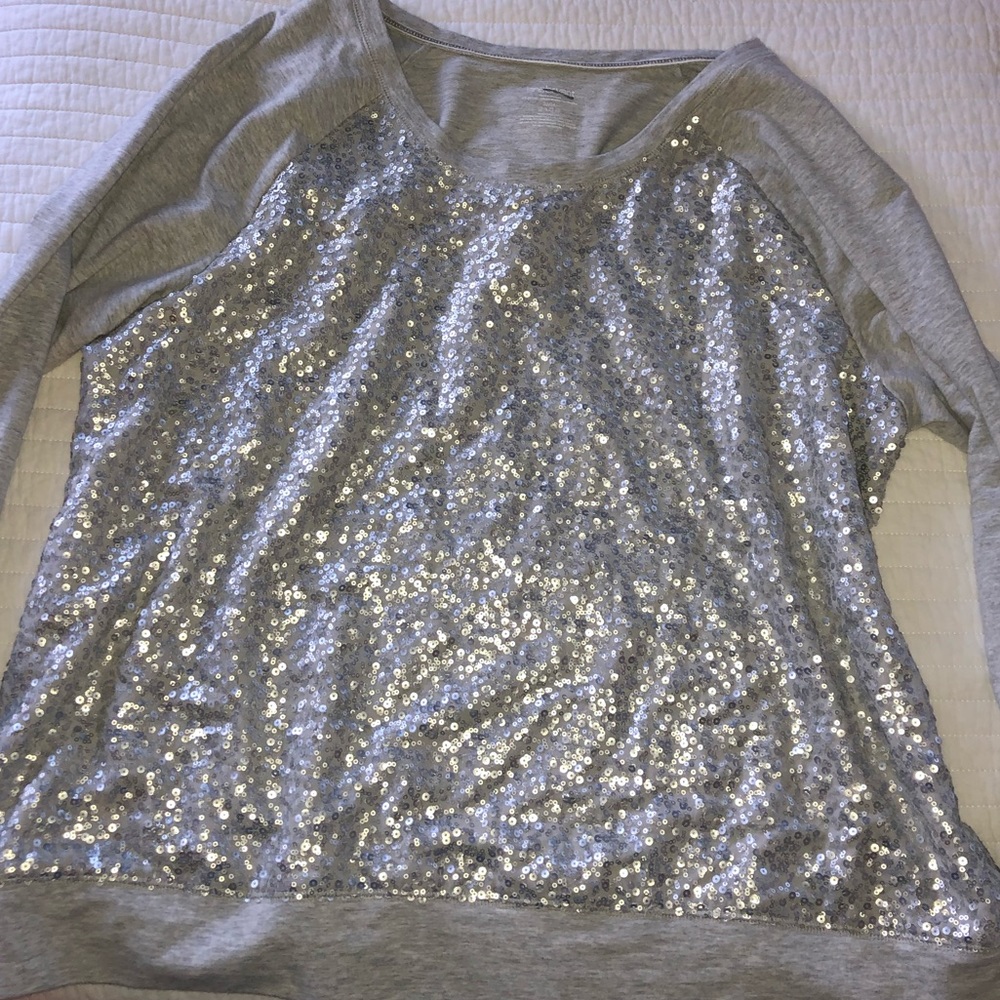 Lane Bryant Sequined Sweatshirt 22/24 Silver/Grey